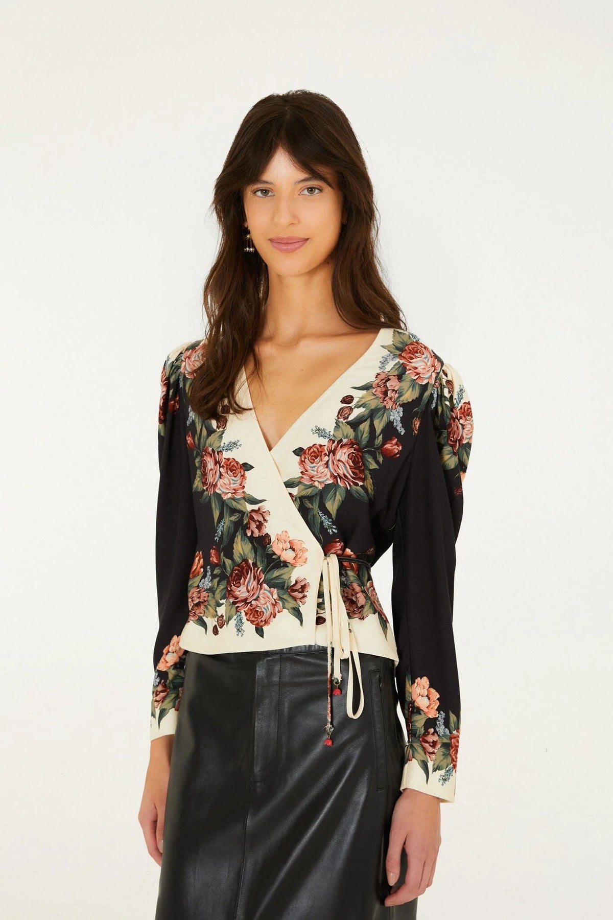 FARM Rio - Winter Floral Wrap Blouse