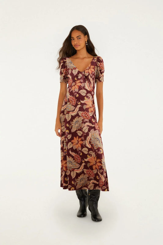 FARM Rio - Delhi Floral Velvet Maxi Dress