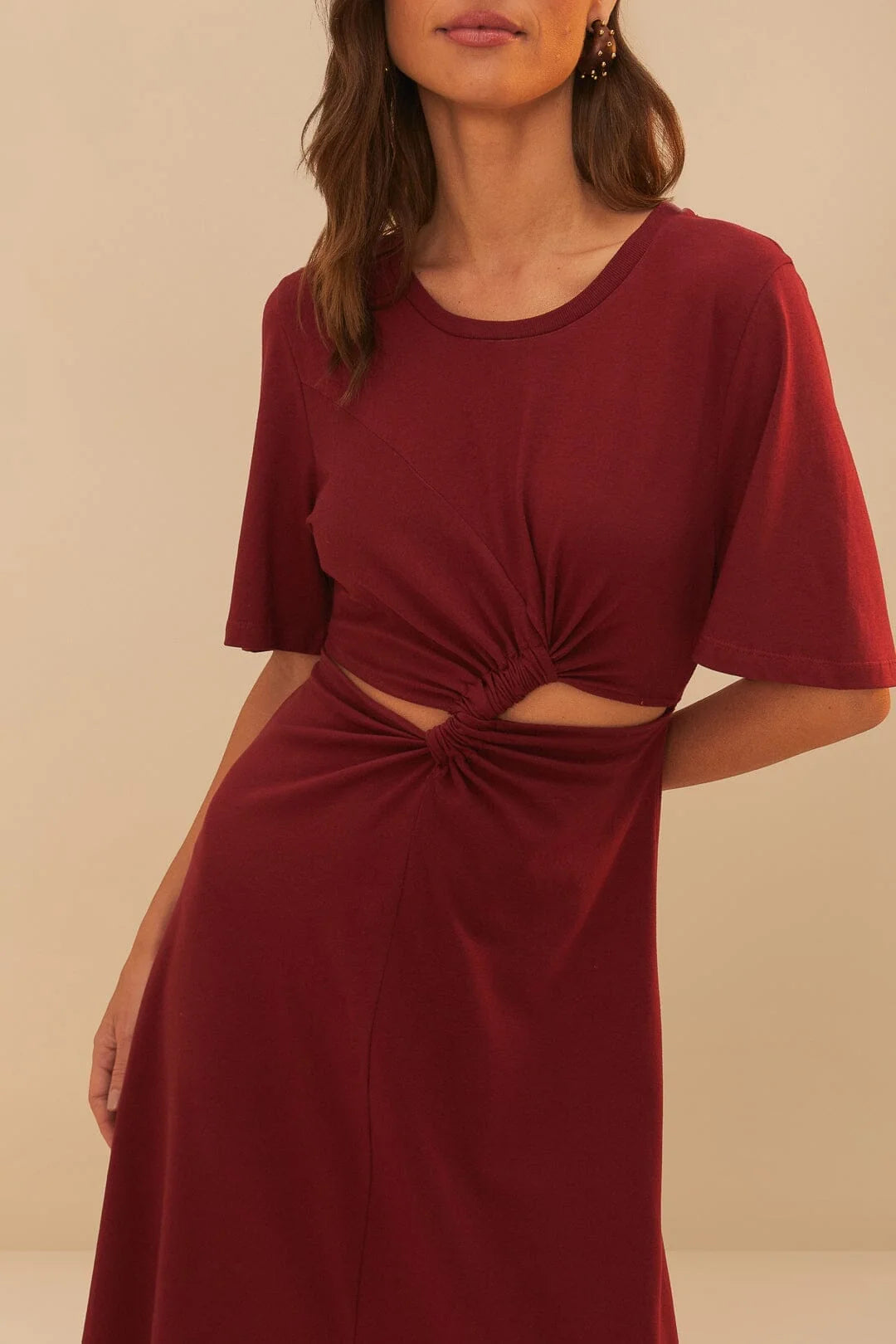 FARM Rio - Red Short sleeve Midi Dress