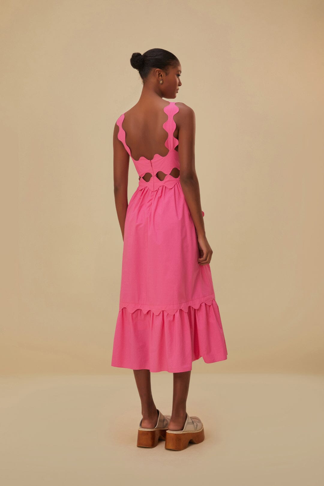 FARM Rio - Pink Cut-Out Organic Cotton Midi Dress