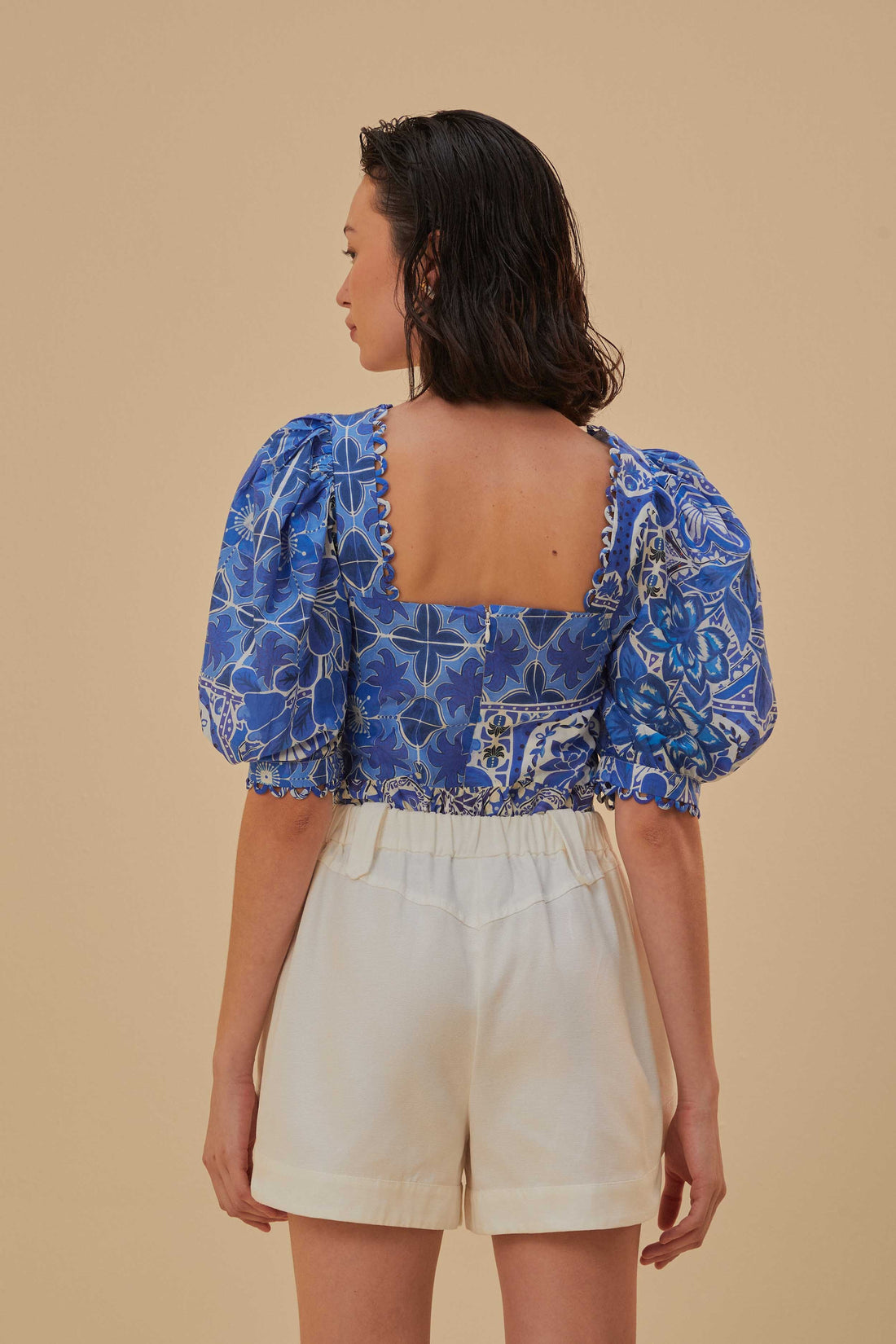 FARM Rio - Blue Tile Dream Short Sleeve Blouse