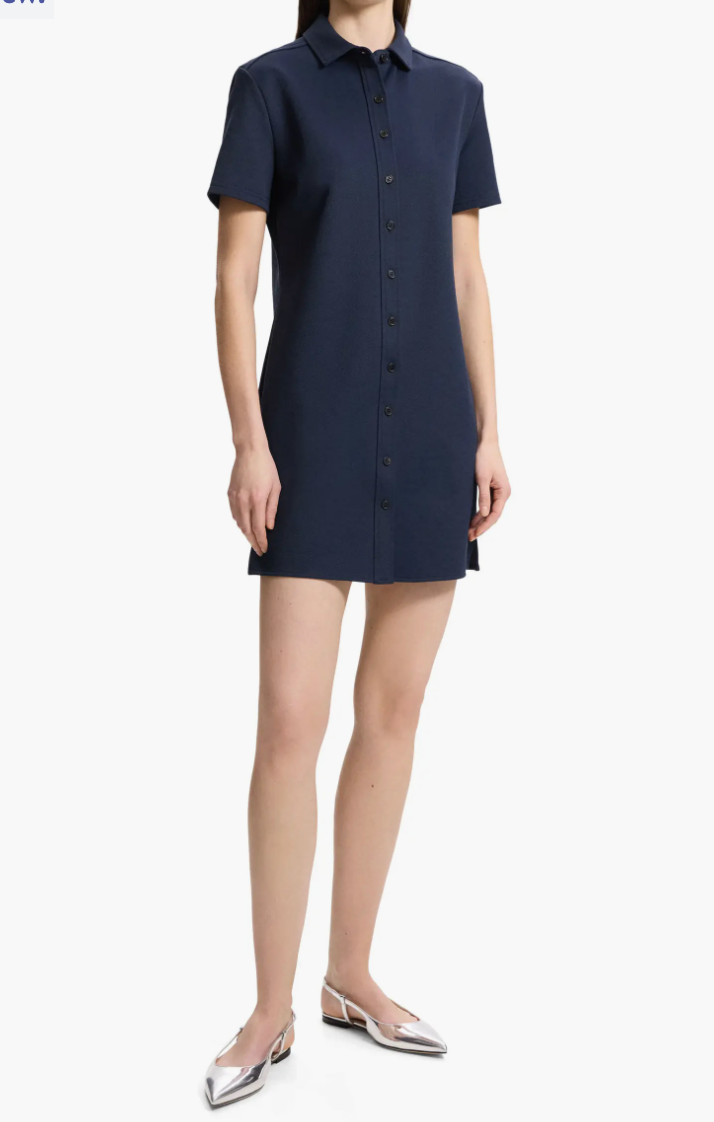 Theory - Short Sleeve Piqué Shirtdress