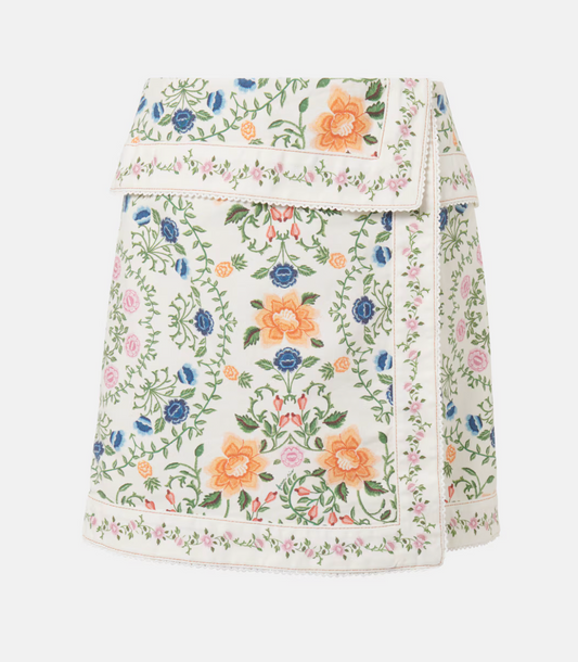 FARM Rio - Off -White Folk Floral Mini Skirt