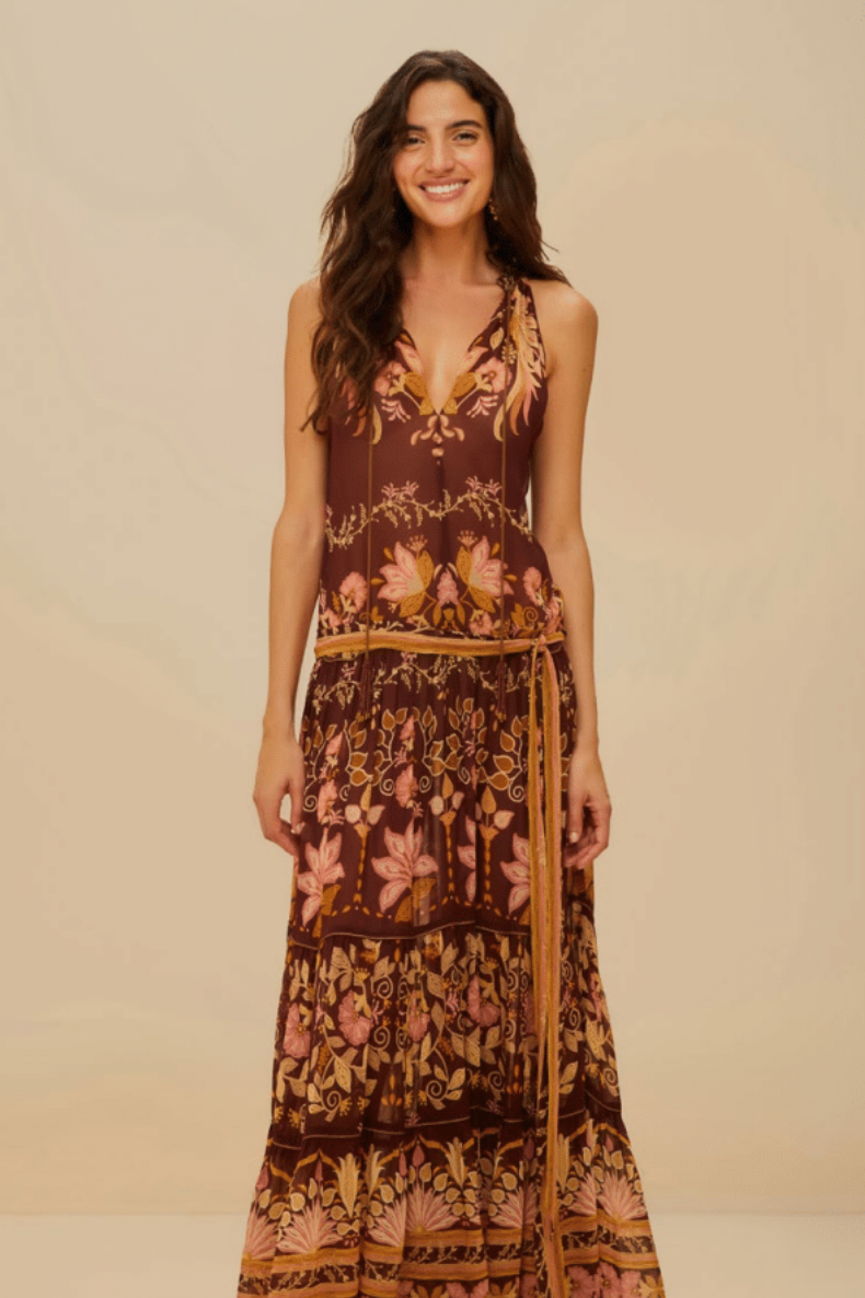 FARM Rio - Bella Burgundy Maxi Dress