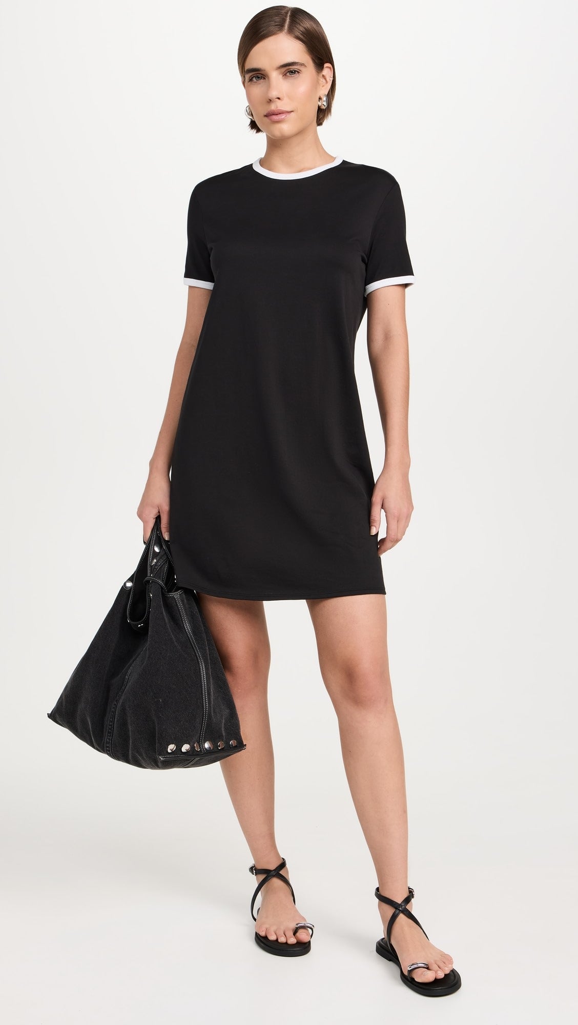 Theory - Ringer Tee Dress - Black/White