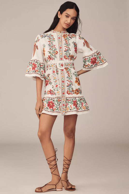 FARM Rio - Delicate Forest Scarves Mini Dress