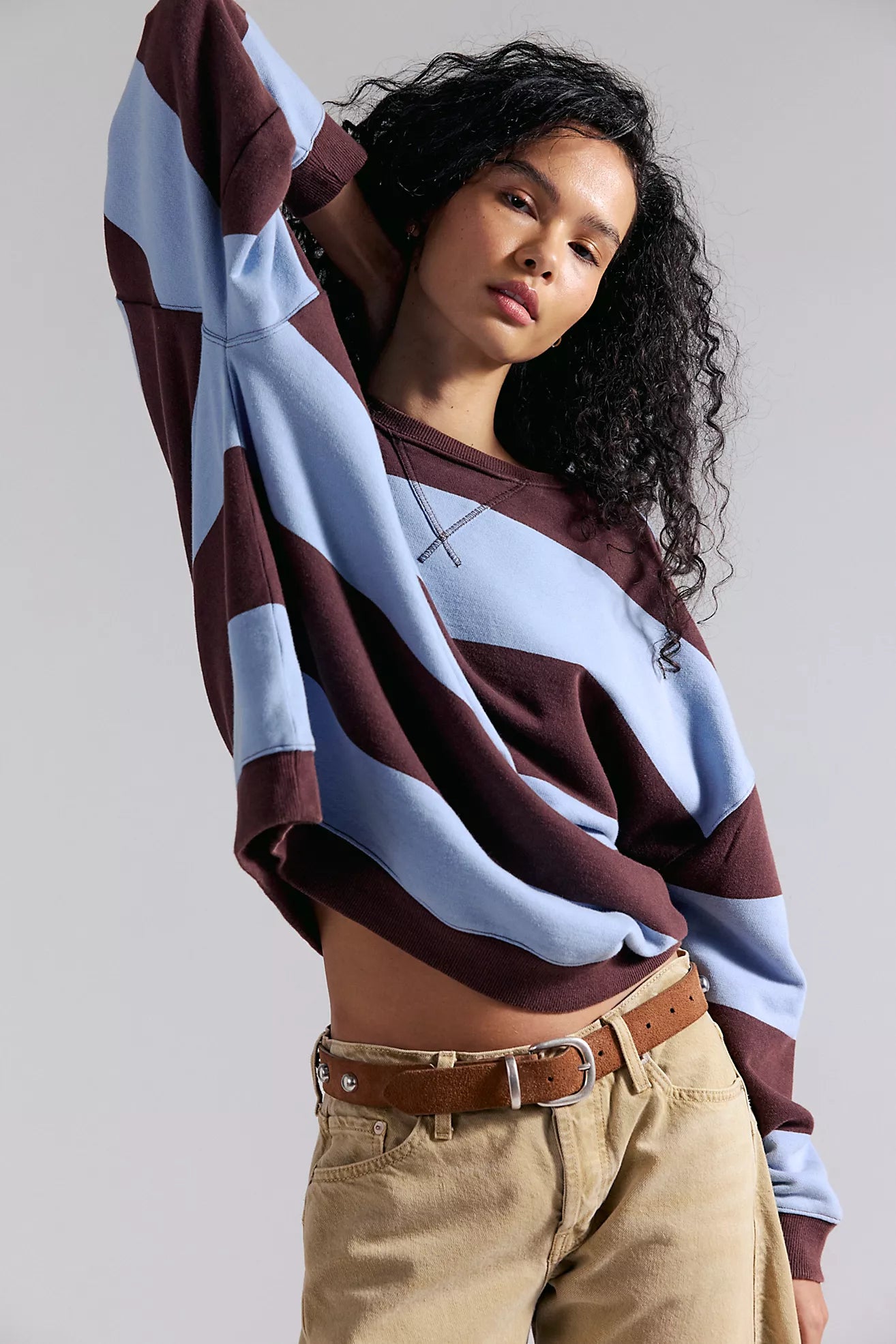 Free People - Classic Stripe Crew Wide - Periwinkle Combo