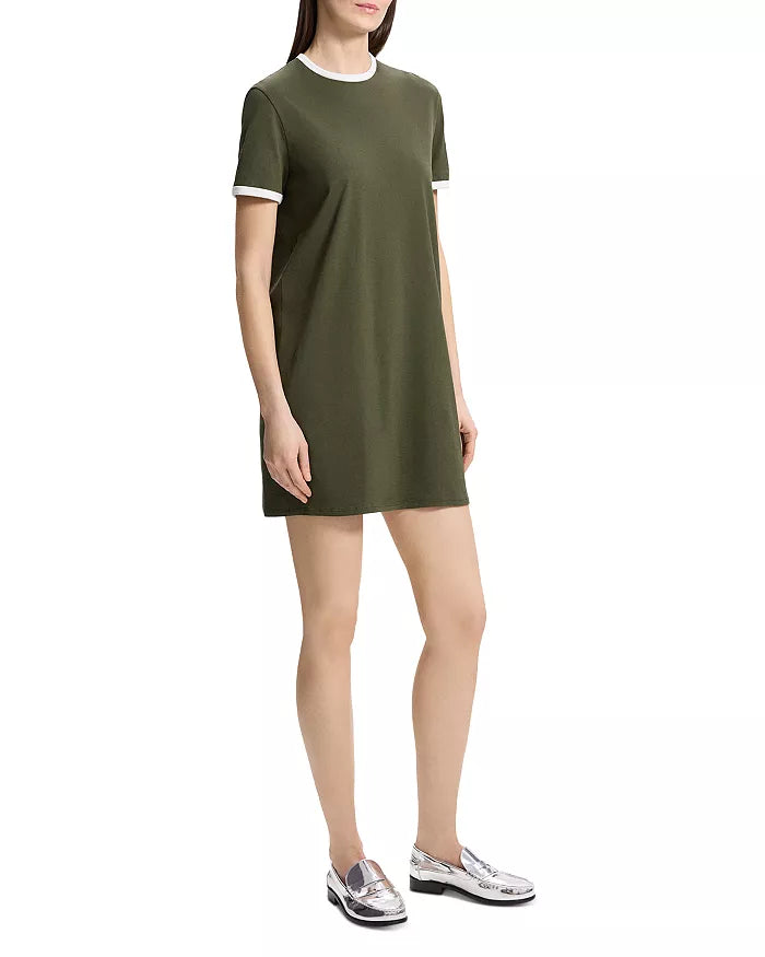 Theory - Ringer Tee Dress - Dark Olive/White