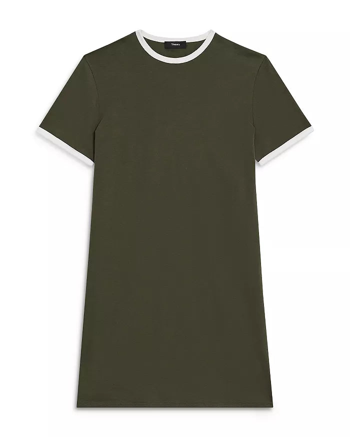 Theory - Ringer Tee Dress - Dark Olive/White