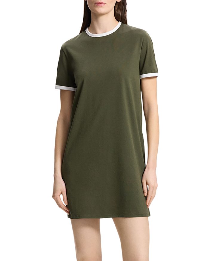 Theory - Ringer Tee Dress - Dark Olive/White