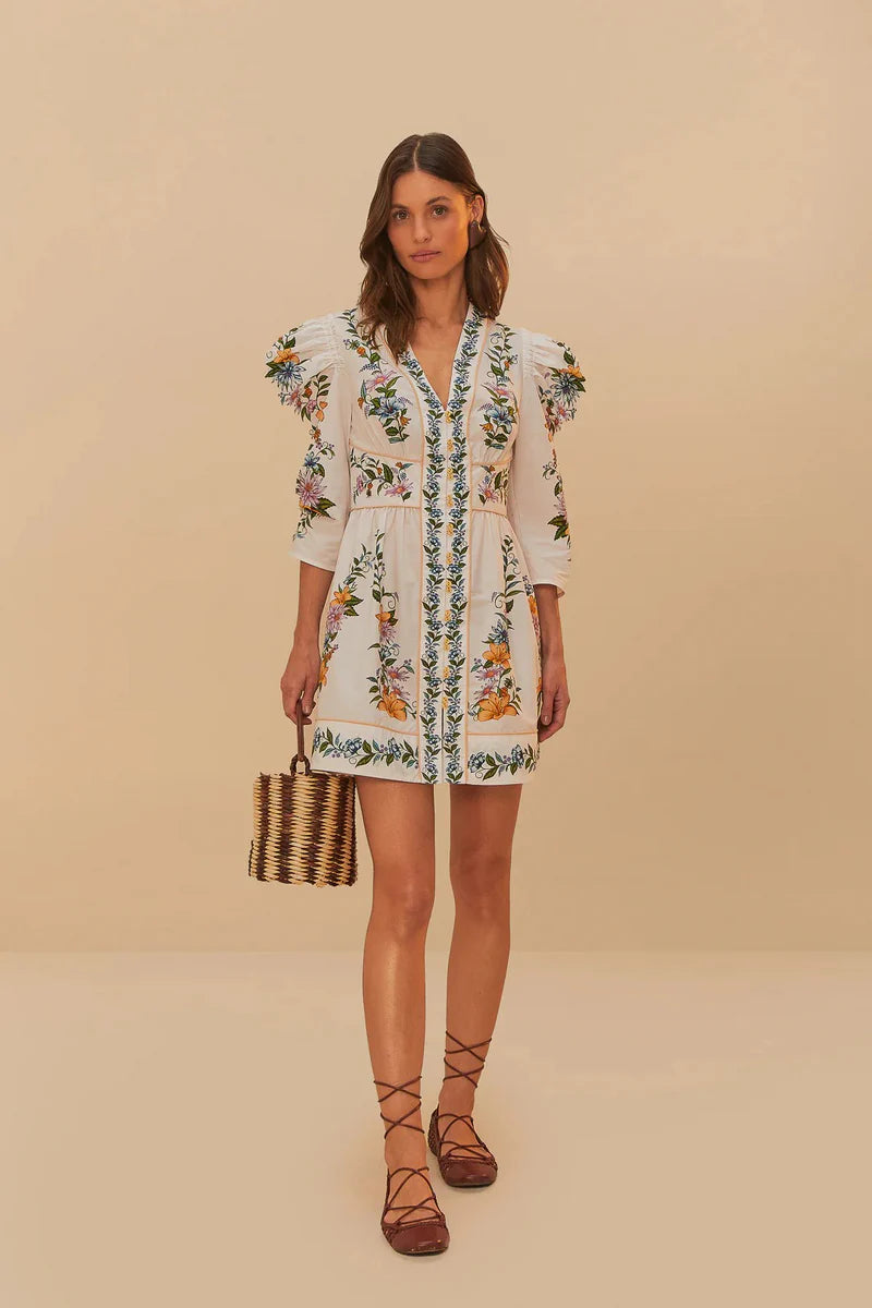 FARM Rio - Sweet Bloom Off-White Mini Dress