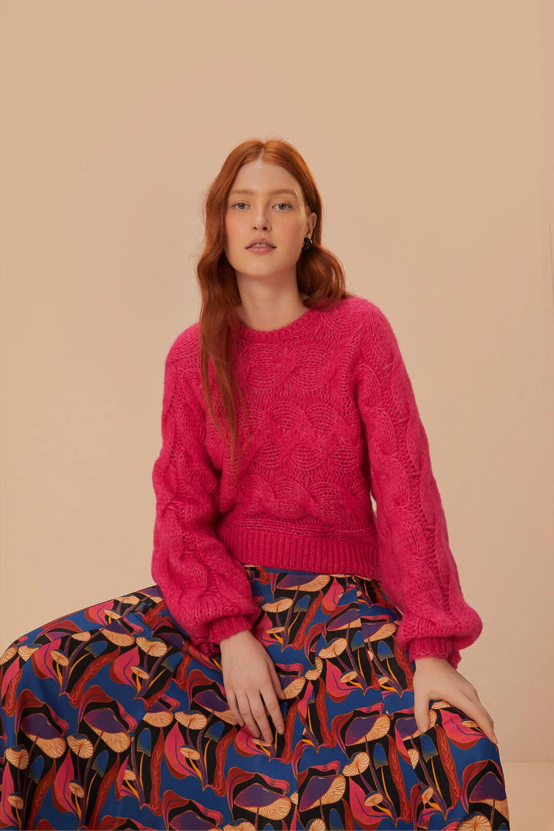 FARM Rio - Pink Maxi Cable Knit Sweater