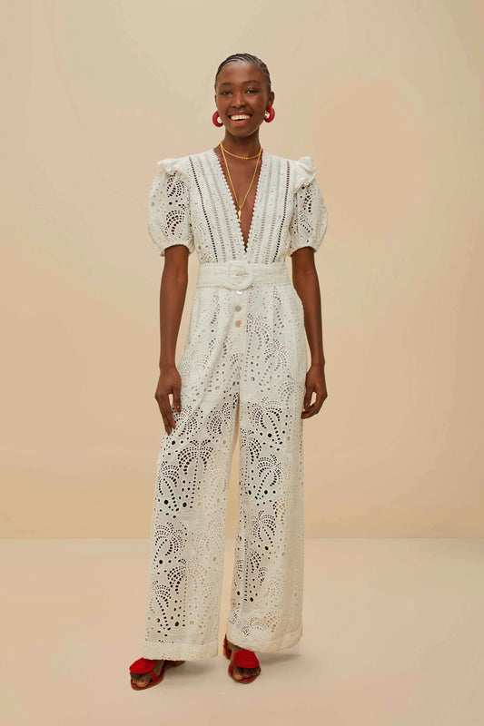 FARM Rio - Off-White Palm Tree Jumpsuit