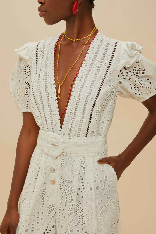 FARM Rio - Off-White Palm Tree Jumpsuit