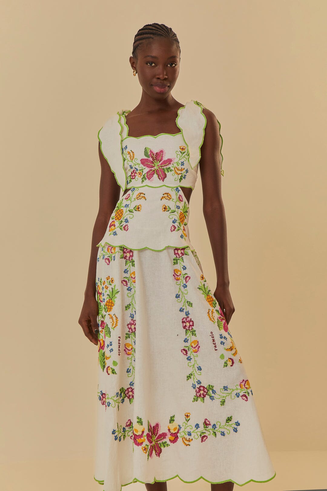 FARM Rio - Tropical Romance Off-White Maxi Dress